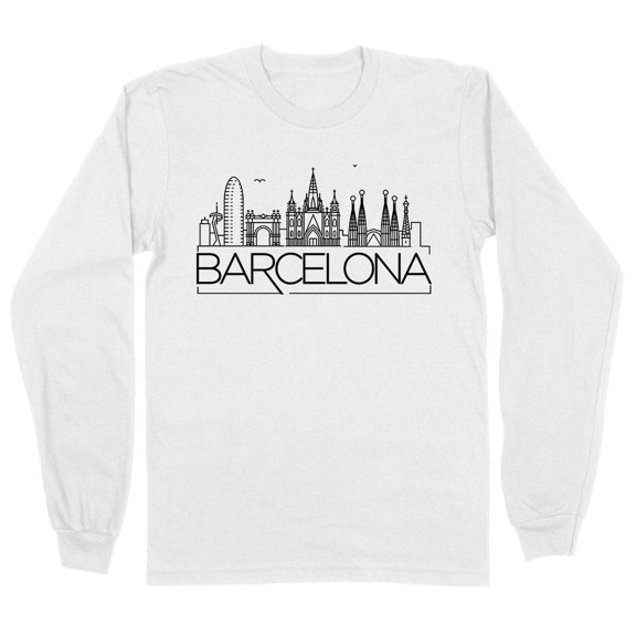 Skyline Barcelona Long Sleeve Shirt Unisex Large White