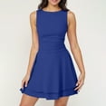 thumbnail image 4 of Up to 30% off Sundresses for Women 2025 Summer Saving, Women's Solid Ruffle Hem Neck Mini Dress Sleeveless Ruched Corset Short Party Dresses(Navy,XXL), 4 of 9