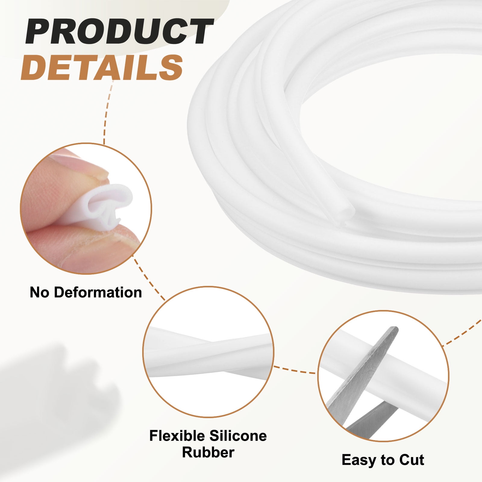 Uxcell Kerf Weather Stripping Seal Strip (49.21ft x 5/16") - Bulb Bubble Kerf Noise Reduction Rubber Flange Window Weatherstrip Seal for Door Frame Windows Card Slot, White