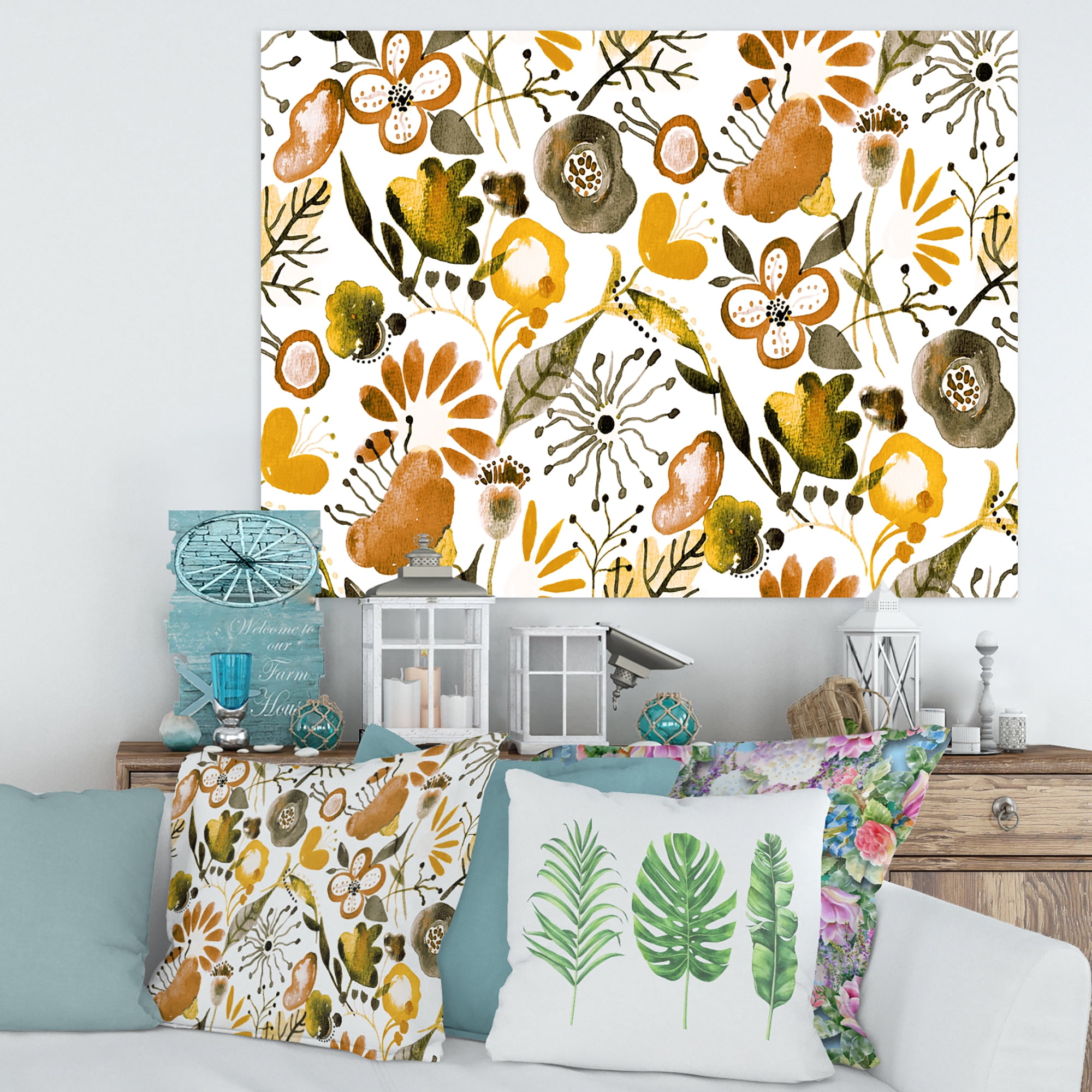 Designart ' Vital Abundance Of Wildflowers I ' Modern Canvas Wall Art Print