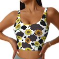 thumbnail image 1 of Balery Black Cow Sunflowers Sujetadores deportivos con espalda cruzada para mujer, acolchados, sin costuras, de alto impacto, ideales para yoga, gimnasio, entrenamiento y fitness.-Medium, 1 of 8