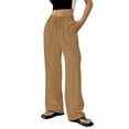 thumbnail image 2 of Brown Womens Sweatpants Women's Spring and Summer Thin Solid Color Cotton and Linen Pocket Pants Casual Pants Casual Pants Women, 2 of 6