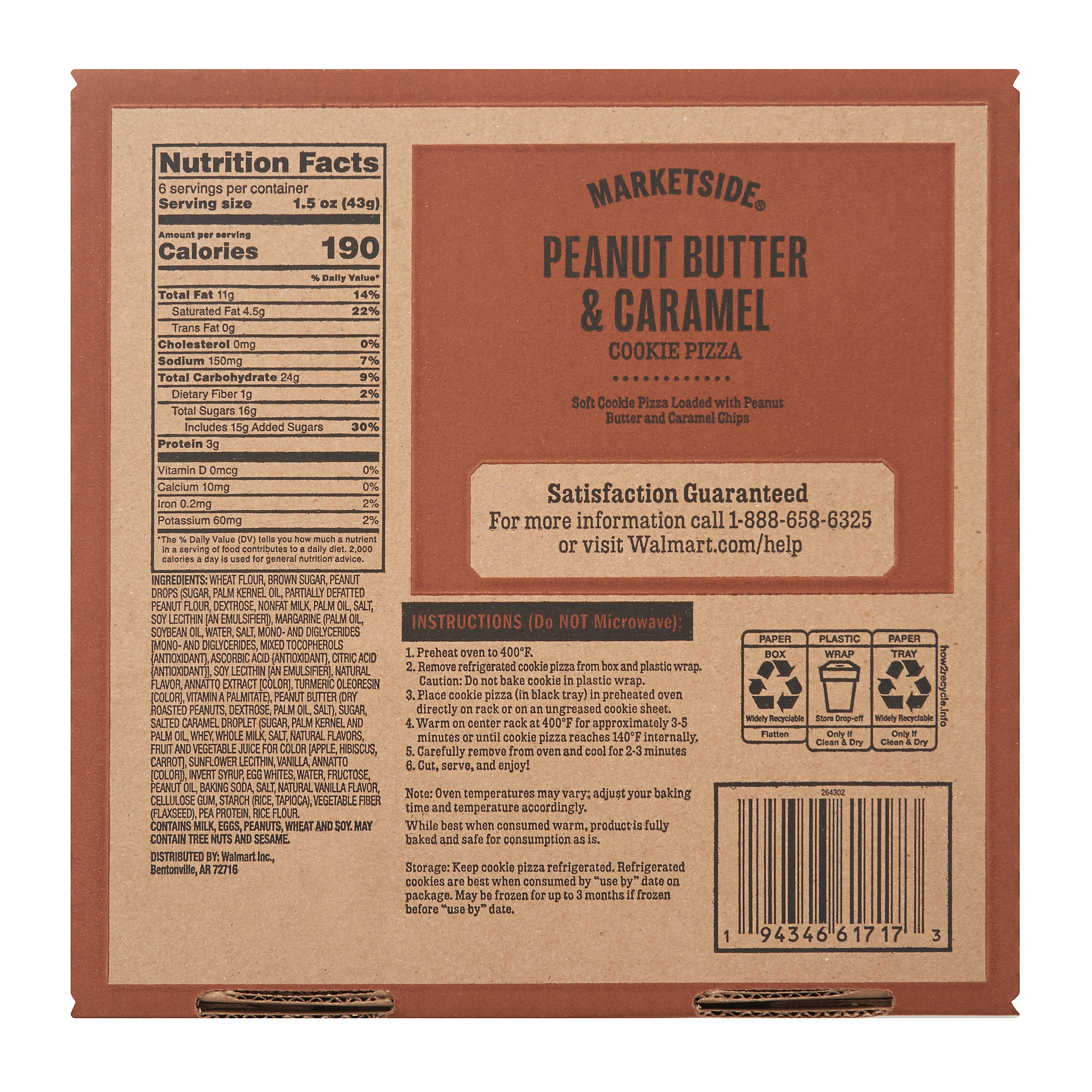 Marketside Peanut Butter and Caramel Cookie Pizza, 9 oz