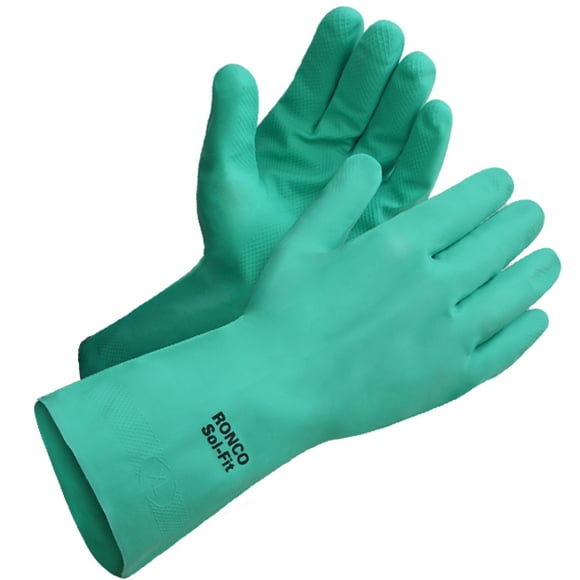 Sol-Fit™, Green 13" Nitrile Flocklined Glove - 15 mil (144 pairs / case)