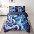 thumbnail image 2 of Homewish Chinese Dragon Print Twin Bedding Sets 7-Piece for Boys, Dreamy Waterfall Castle Bedding Comforter Set, Psychedelic Japanese Style Reversible Sheet Sets, Lightweight Room Decor, 2 of 7