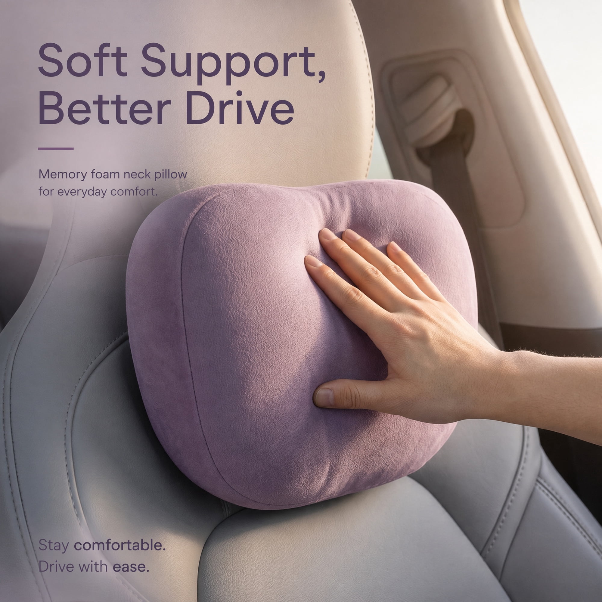 Unique Bargains Neck Pillow Travel Pillow Down Cervical Support Misty Purple 10.6" x 7.1"