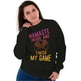 thumbnail image 4 of Gamer Namaste Inside Video Gaming Pun Women Plus Size Crewneck Sweatshirt Brisco Brands 2X, 4 of 5
