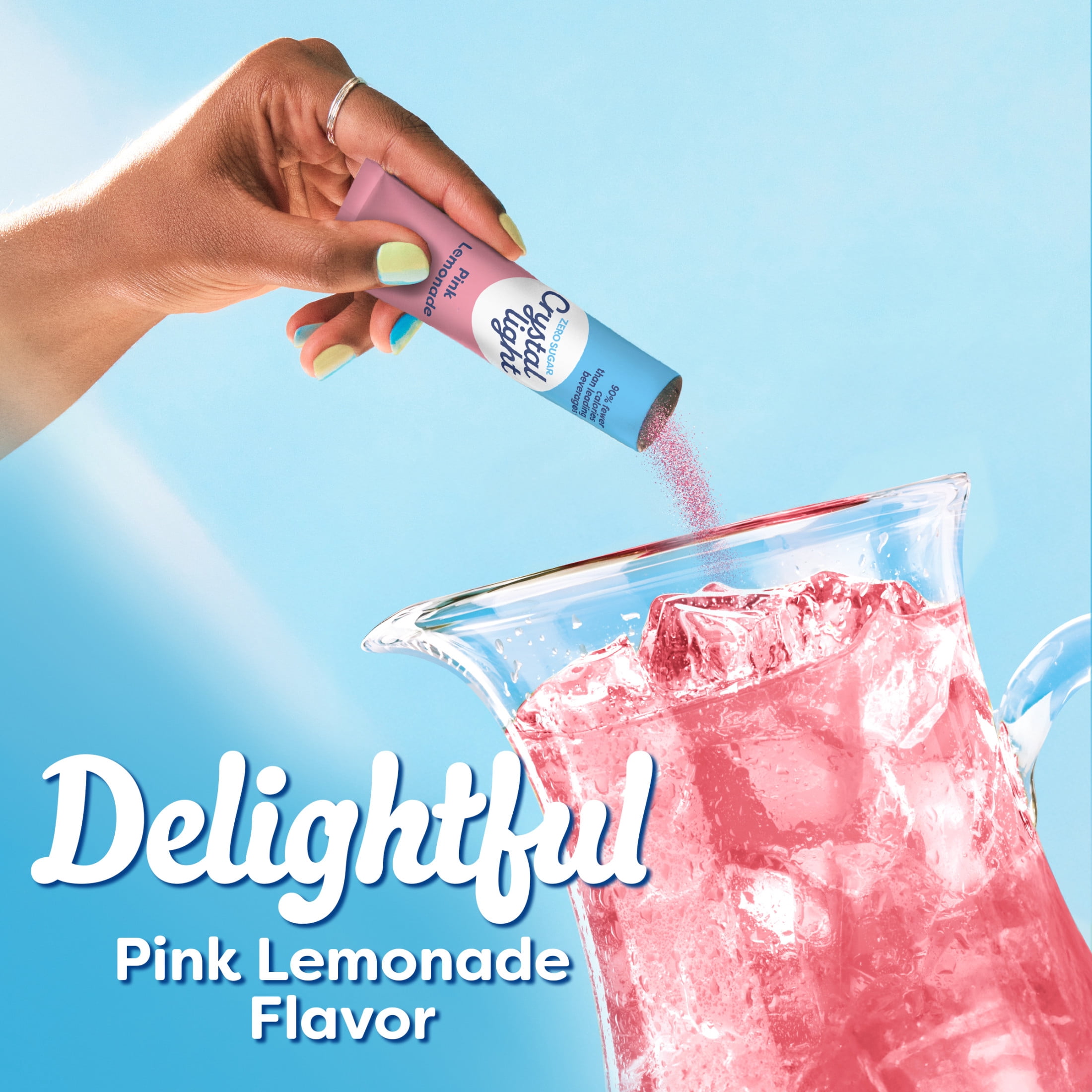 Crystal Light Drink Mix, 6 Pitcher Packets, for Flavorful Hydration and Shareable Refreshment, Pink Lemonade, natural flavor with other natural flavor, Zero Sugar, Low Calorie, 2.9 oz