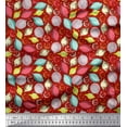 thumbnail image 1 of Soimoi Red Rayon Crepe Fabric Dot & Ornaments Christmas Print Fabric by the Yard 46 Inch Wide, 1 of 3