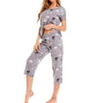 Defitshape Women's Cute Cotton Pajama Set Capri Loungewear Soft Short