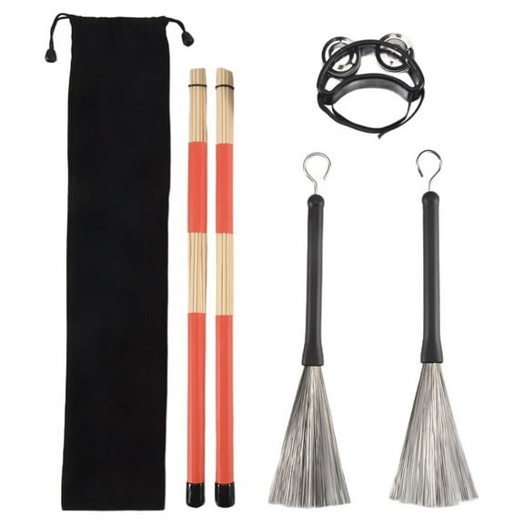 4Pcs Drum Professional Wooden Acoustic Drum Brushes Drum Sticks Tools Kit for Lovers Drum Players