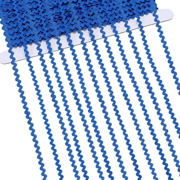 40M Polyester Wavy Fringe Trim Ribbon Wave Bending Ribbon Blue 1/8 inch(3mm)