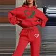 thumbnail image 2 of Womens Two Piece Sweatsuits Long Sleeve Heart Graphic Print Hooded Sweatshirts and Pants Oversized Matching Set Fall Winter Casual Tracksuit, 2 of 4