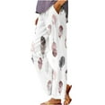 thumbnail image 2 of Gray Women's Casual Pants, Women'S Retro Printed Loose Pocket Patchwork Casual Cotton And Linen Pants,Women's Casual Pants 4XL, 2 of 5