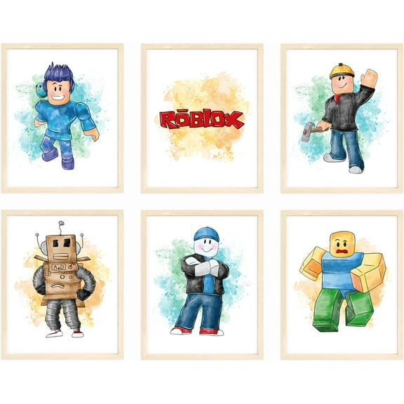 Canvas Roblox Posters - Mining Pixel Fun Prints, Gamer Themed Wall Decor, Set of 6 Unframed 8x10 Inches
