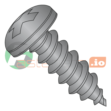 

#10 x 3/4 Type A Self-Tapping Screws / Phillips / Pan Head / 18-8 Stainless Steel / Black Oxide (Quantity: 2 000 pcs)