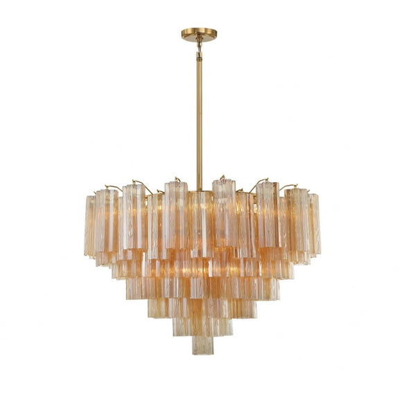 Crystorama Addis 16 Light Aged Brass Chandelier - 32"W x 21.5"H x 32"D