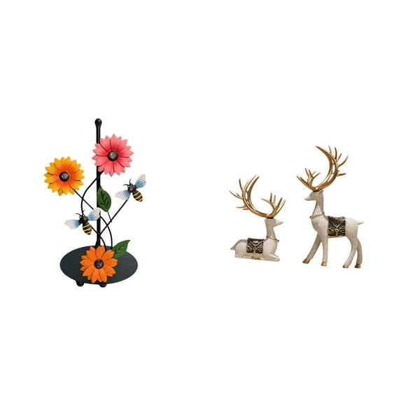 Elegante Dispensador De Pañuelos De Papel Decorativo Con Forma De Girasol Y Reno, Con Base Antideslizante Y Figuras De Renos. Ideal Para La Decoración Del Hogar, La Sala De Estar O La Oficina.