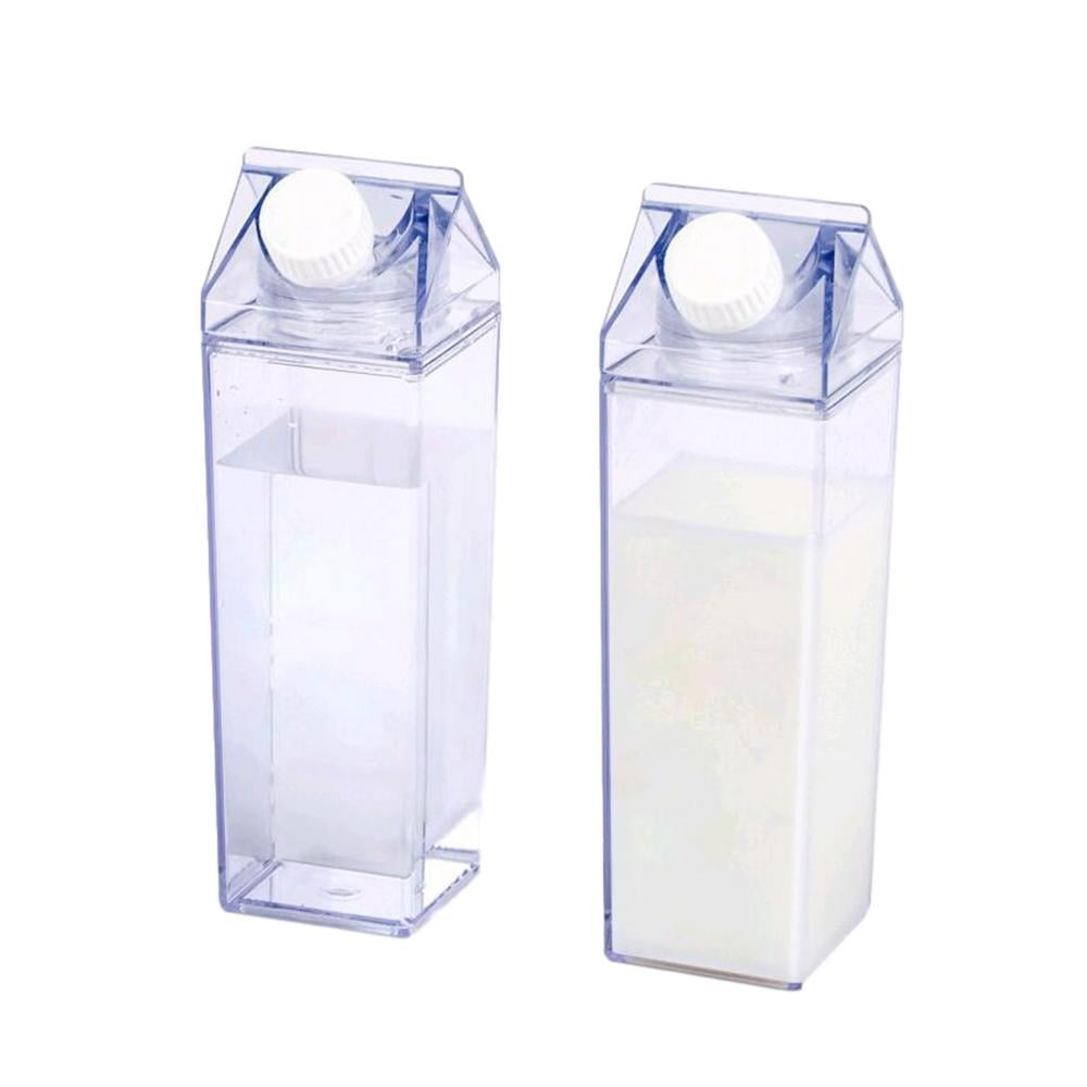 Milk Carton Water Bottle -Clear Square Milk Bottles Portable Water