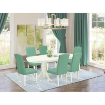 East West Furniture Dining Room Set Linen White, VAEN7-LWH-57