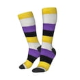 thumbnail image 2 of Womens Non-Binary Pride Flag Knee High Socks Comfy Thermal Boot Long Socks, 2 of 7