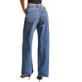 thumbnail image 4 of Women High Waist Blue Washed Casual Long Jeans Denim Pants with Pocket, 4 of 6