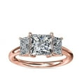 thumbnail image 1 of 1.20 Carat Excellent Princess Cut Real Diamond New Design Three Stone Ring for Wedding Solid 18K Rose Gold Size 11, 1 of 8