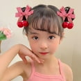 thumbnail image 3 of 1pair Cute Pair Clips Cloth Bow Red Cherry Hair Clip Bow Hairpins Strawberry Side Hairpins Side Bangs Clip D, 3 of 8