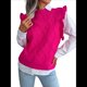 thumbnail image 1 of Suéter Sin Mangas con Volantes para Mujer, Cuello Redondo, Tejido de Punto, para Verano Rosa Roja M, 1 of 10