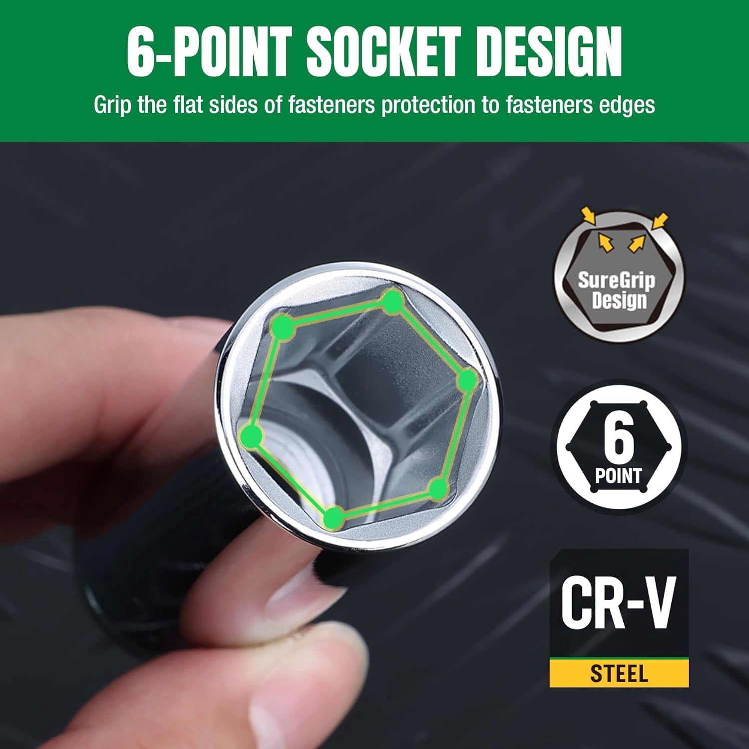 SK 1/2" Drive Socket Set, Deep Metric Sockets, 11-Piece 10-20mm, SuperKrome Finish, Preminum CR-V Construction, with Aluminum Socket Organizer