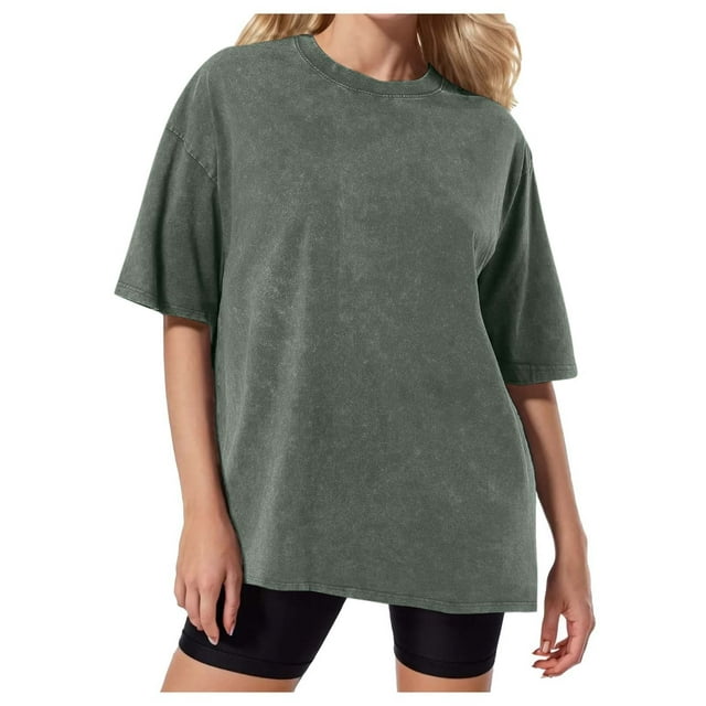 Vintage Washed Distressed Retro T-Shirt Oversized Short Sleeve Batik Cotton Tee - Unisex