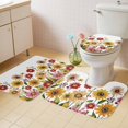 thumbnail image 4 of Retro Yellow Bathroom Rugs Set Red Daisy Watercolor Floral Plants Farmhouse Non Slip Absorbent Soft Bath Mats 3 Piece Set with Bathroom Rug, U-Shaped Floor Mat, Toilet Seat Cover Small Size, 4 of 9