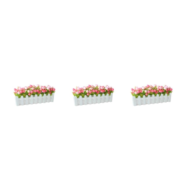 Toystoory Simulación de flores artificiales Plantas Valla de madera Pieza central de oficina falsa Type7 NO7