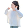 thumbnail image 3 of abtuhar Girls Rain Jacket,Toddler Jacket,Children's Fashion Solid Color Ice Silk Sunscreen Thin Breathable Zipper Long Sleeve Hooded Casual Coat White S, 3 of 6