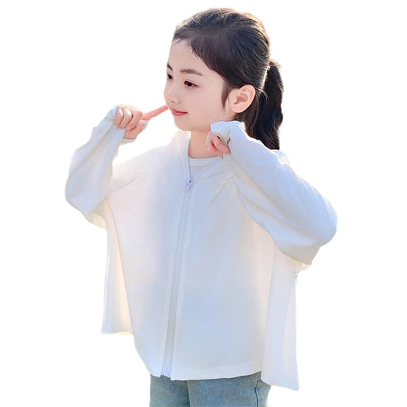 Owordtank Kids Hooded UPF Sun Protection Jacket Full Zip Long Sleeve Thumb Hole Breathable Outdoor Sun Shirt