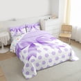 thumbnail image 3 of jejeloiu Cartoon Bow Full Size Comforter Sets,Purple Polka Dots Bedding Sets For Girl Reversible 3pcs, 3 of 8