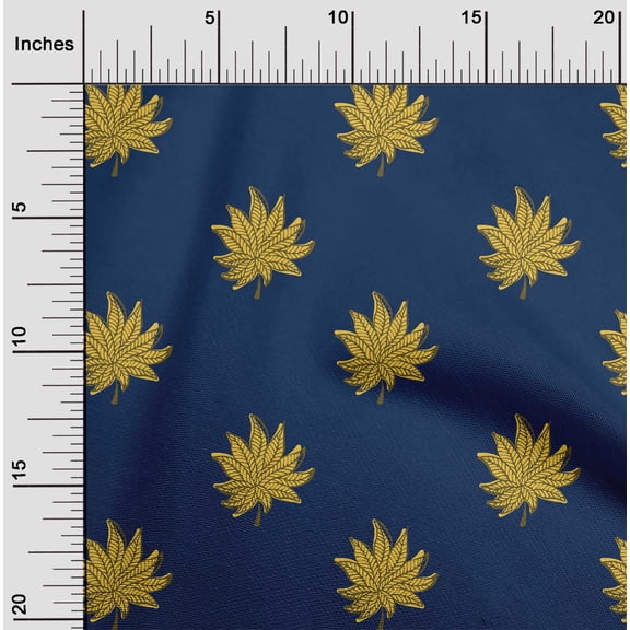 oneOone Organic Cotton Poplin Twill Fabric Leaves Block Print Fabric By The Yard 42 Inch Wide