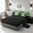 thumbnail image 4 of Manfei Abstract Geometric Queen Bedding, Watercolor Artwork Bedding Comforter Set Queen, Green, Black and White, Black Reversible 7-Piece, 4 of 6