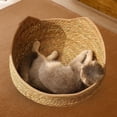 thumbnail image 6 of Cat Bed Basket Cat Scratching Bed Fashion Breathable Woven Cooling Durable Four Seasons Sleeping Bed Nest House for Puppy for Indoor Cats Khaki 34cm, 6 of 9
