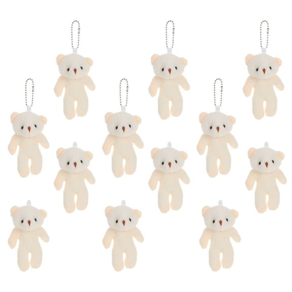 TEHAUX 12-Pack Small Plush Bear Dolls Beige Cotton Soft Bear Pendant for Hanging Ornament Decoration