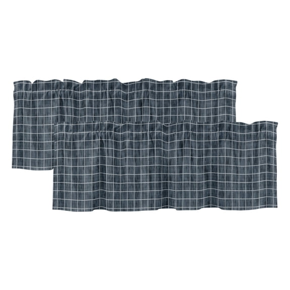 2 Pack Valances for Windows 60 x 18 Inch, Navy Blue Plaid Decorative Kitchen Curtain Valance, Farmhouse Buffalo Checkered Gingham Rod Pocket Short Curtains Window Treatment for Bathroom/Cafe