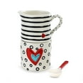 thumbnail image 2 of Heart Black and White 16 ounce Ceramic Stoneware Cream and Sugar Stacker, 2 of 3
