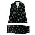 thumbnail image 2 of mgoYE Christmas Pajamas for Family Silk Satin Holiday Matching Pajamas Sets Long Sleeve Button Comfy Loungewear Sets(Black,XL), 2 of 6