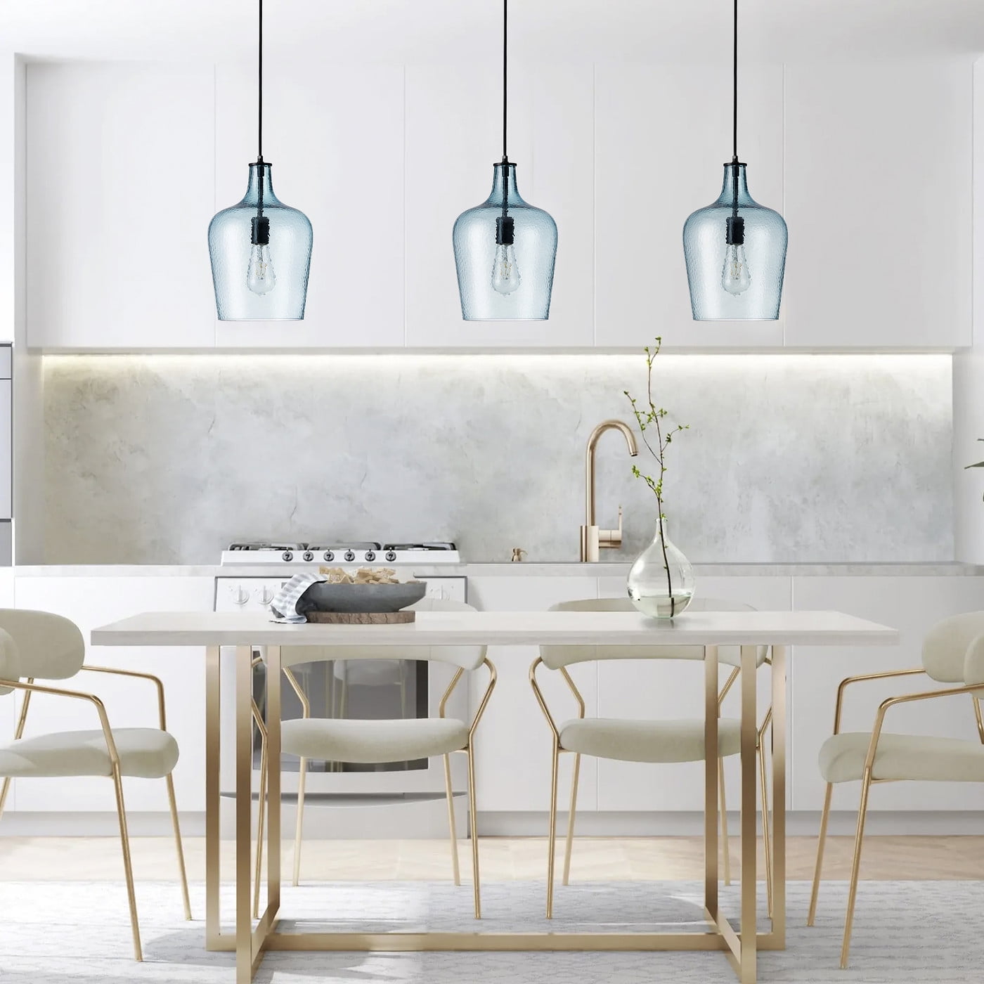 Aiwen Blue Glass Light Fixture Modern Home Pendant Light Bedside Living Room Kitchen Island Ceiling Lamp