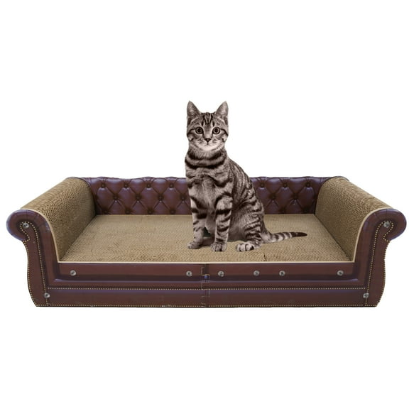 COOZMENT Cat Scratching Couch,Sofa Shaped Thick Cat Scratching Cardboard,Cat Lounge Bed for Indoor Cat Rest&Play,Cat Sofa Scratcher Pad (39.4" L X 14" W X 11" H)