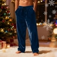 thumbnail image 3 of Havenre Mens Plush Warm Pajama Pants, Drawstring Elastic Waist Fluffy Soft Fleece Sleep Pant with Pockets Loose Comfy Lounge Pj Bottoms for Men Navy S, 3 of 10
