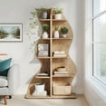 thumbnail image 6 of Tribesigns 5-Tier Corner Shelf, Modern Wavy Corner Bookshelf for Small Space, Living Room, Bedroom (Light Brown), 6 of 6