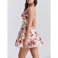 thumbnail image 6 of Women Satin Short Corset Mini Dress Sleeveless Sweetheart Neckline Ruffle Party Dress Summer with Pockets Floral Print L, 6 of 9