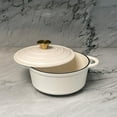 thumbnail image 3 of Lexi Home 2.8-Qt Enameled Cast Iron Dutch Oven with Lid & Loop Handle, Cream, 3 of 9