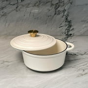 Lexi Home 2.8-Qt Enameled Cast Iron Dutch Oven with Lid & Loop Handle, Cream